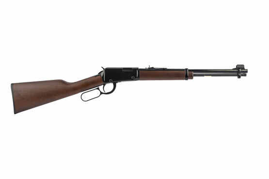 Henry Youth Classic 22LR Lever Action Rifle has a 16-inch blued steel barrel
